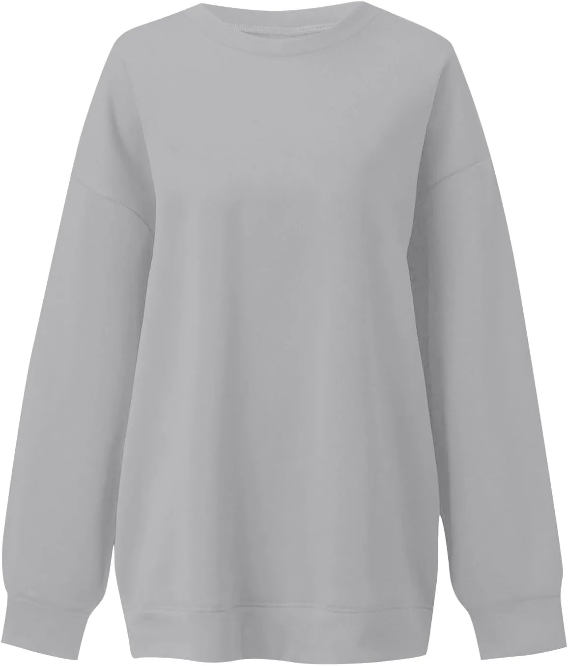 Women's Crewneck Sweatshirts 2024 Womens Fashion Long Sleeve Solid Colour Loose Fit Pullover Sweatshirt Tops