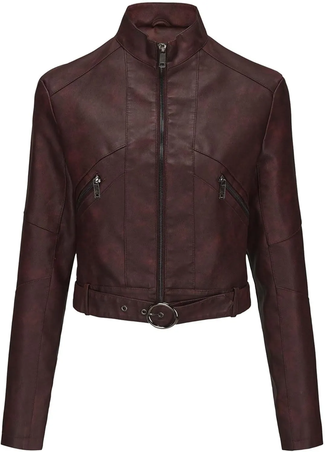 Womens Faux Leather Zip Up Moto Biker Jacket Short Leather Blazer Jackets 2024 Fall Fashion Motorcycle Coats Outwear