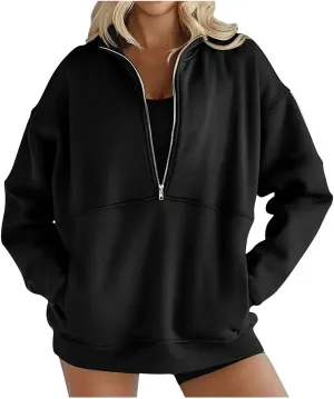 Womens Half Zip Sweatshirts Quarter Zip Up Hoodies Trendy Cute Pullover Tops Fall Outfits Winter Clothes 2024