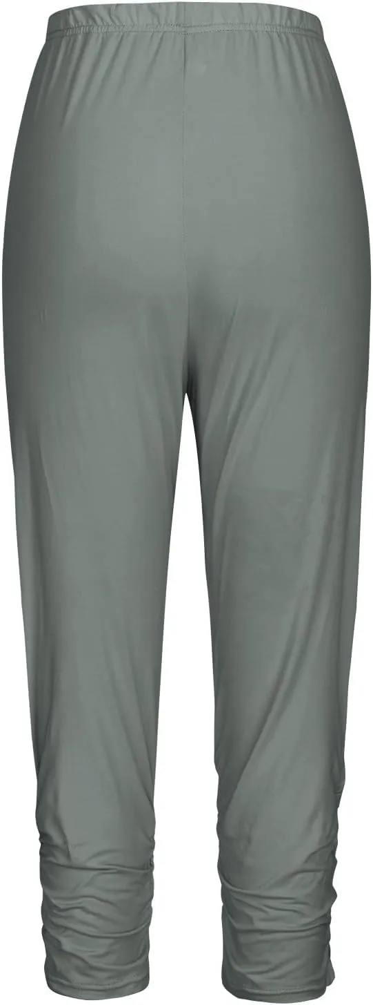 Women's High Waisted Capri Leggings Knee Length Solid Color Yoga Leggings Seamless Trouser Spring Cropped Pants