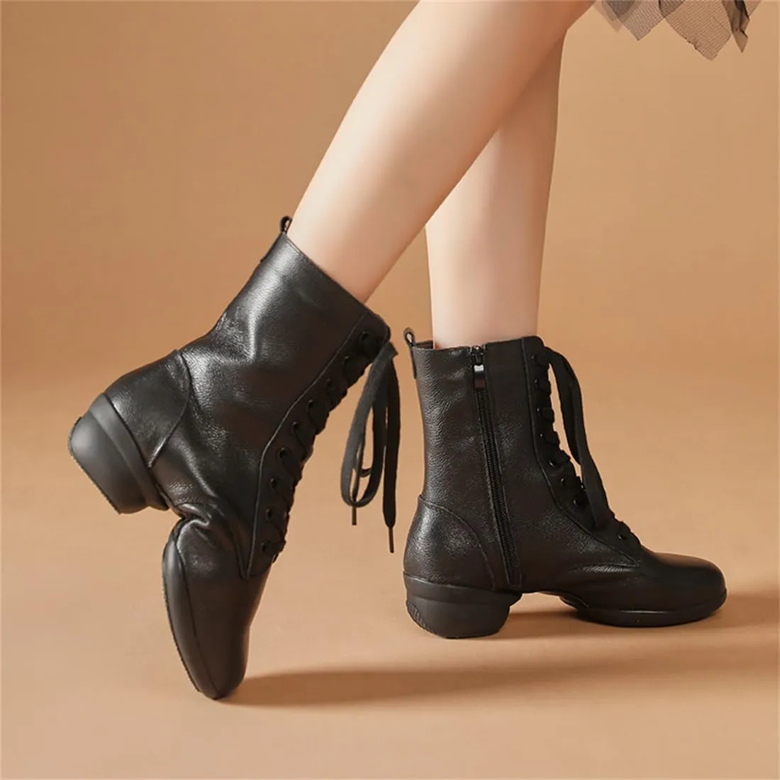 Women's Jazz Shoes Lace-Up Dancing Walking Sneakers High Top Split Sole Modern Dance Shoes