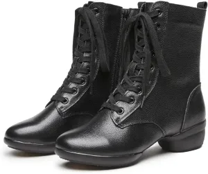 Women's Jazz Shoes Lace-Up Dancing Walking Sneakers High Top Split Sole Modern Dance Shoes