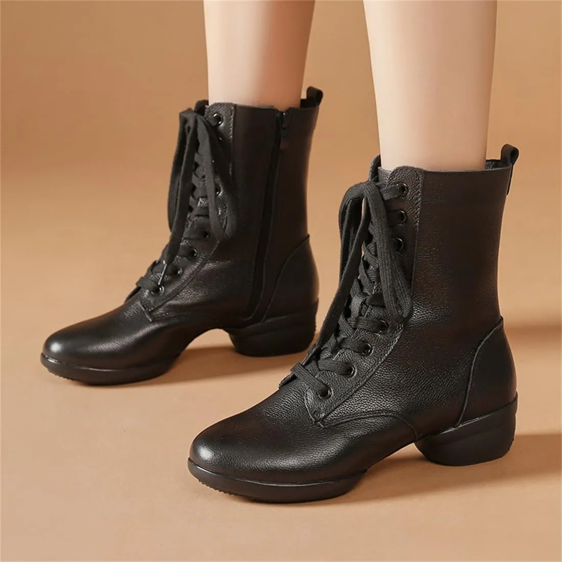 Women's Jazz Shoes Lace-Up Dancing Walking Sneakers High Top Split Sole Modern Dance Shoes