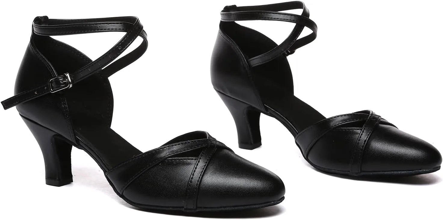 Womens Latin Dance Shoes Closed Toe Salsa Ballroom Modern Practice Dancing Shoes,YC-L618-Suede Sole-2.33Heel
