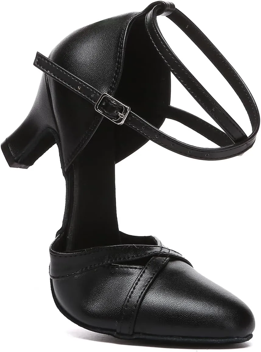Womens Latin Dance Shoes Closed Toe Salsa Ballroom Modern Practice Dancing Shoes,YC-L618-Suede Sole-2.33Heel