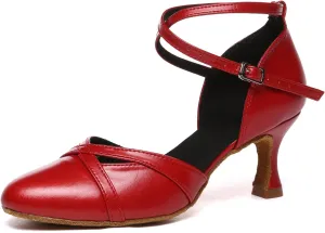 Womens Latin Dance Shoes Closed Toe Salsa Ballroom Modern Practice Dancing Shoes,YC-L618-Suede Sole-2.33Heel