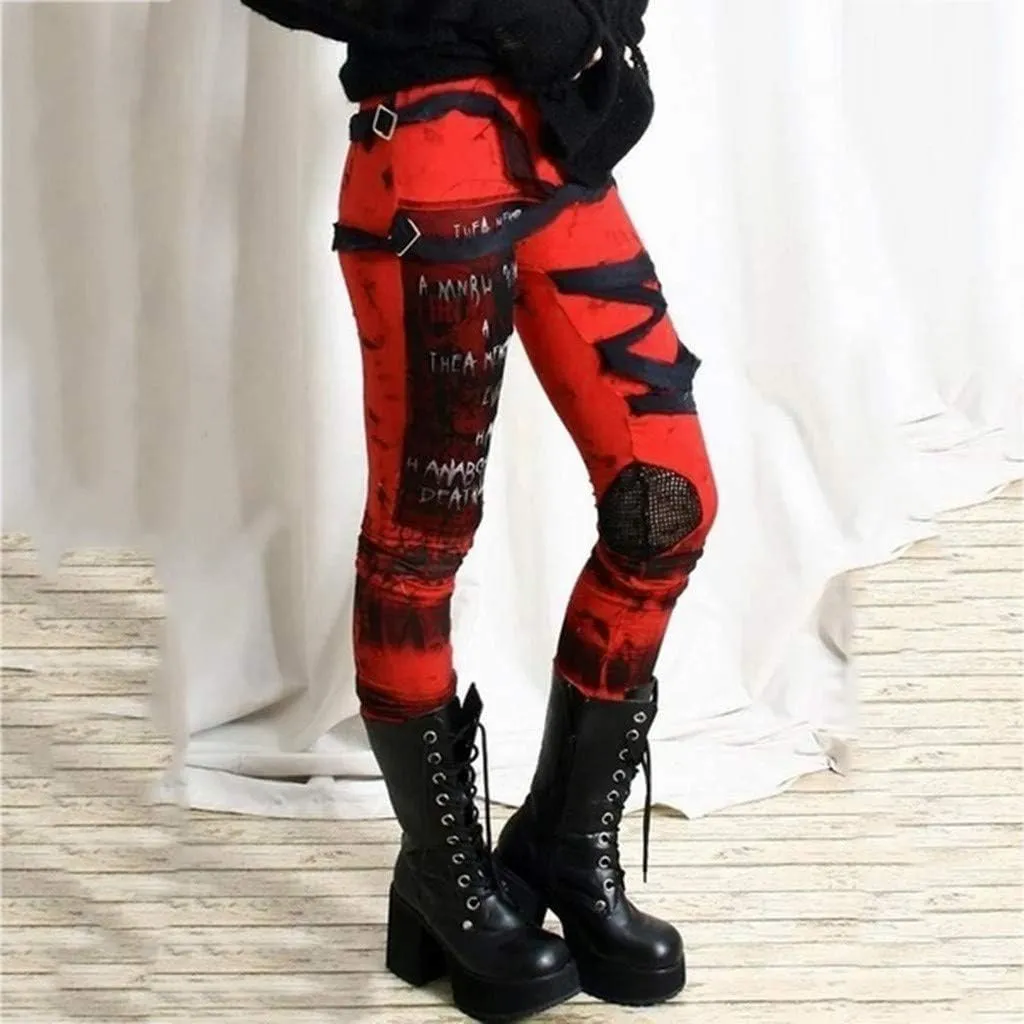 Womens Leggings Tummy Control High Waisted Leggings Fashion Punk Butt Lifting Bodycon Athletic Workout Yoga Pants