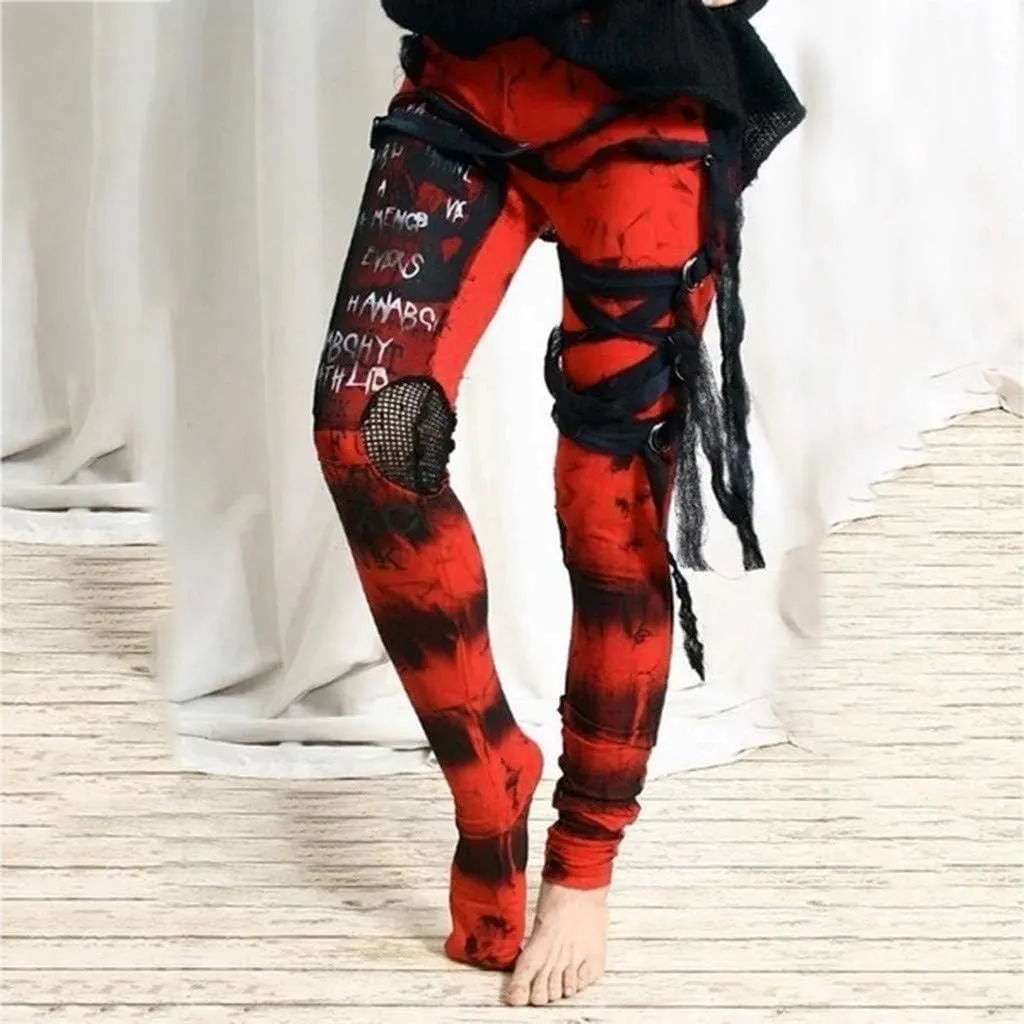 Womens Leggings Tummy Control High Waisted Leggings Fashion Punk Butt Lifting Bodycon Athletic Workout Yoga Pants