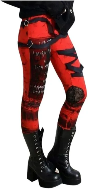 Womens Leggings Tummy Control High Waisted Leggings Fashion Punk Butt Lifting Bodycon Athletic Workout Yoga Pants