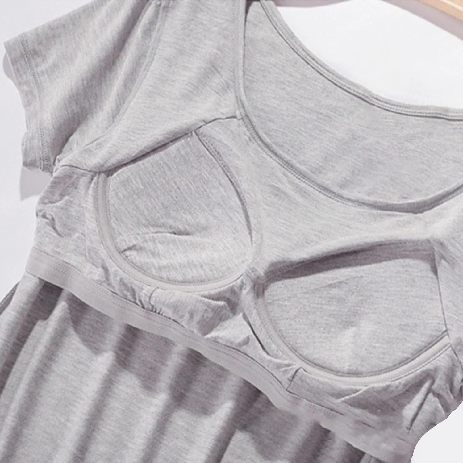 Women's Nightgown Soft Modal Sleep Dress Summer Short Sleeve Loose Comfy Sleepwear with Built in Shelf Bra