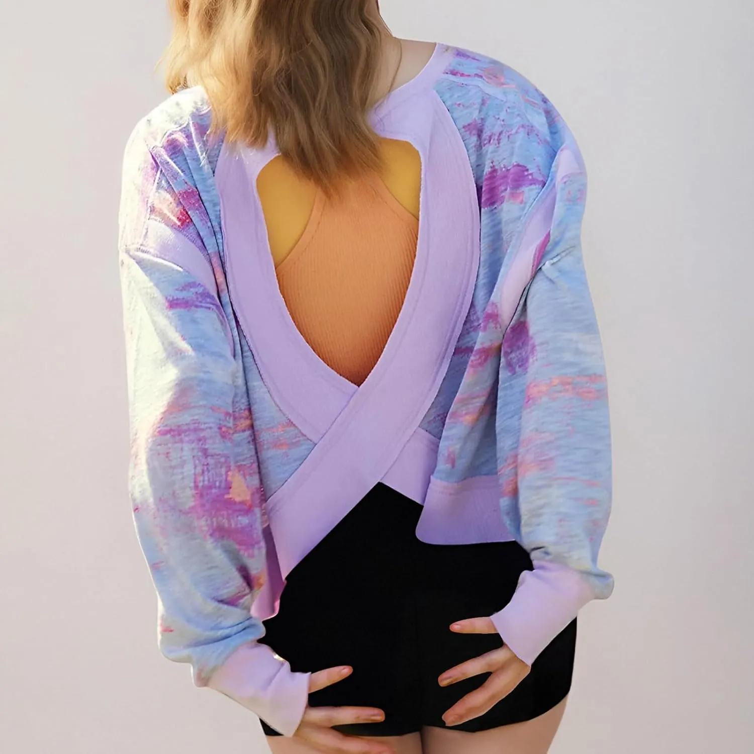 Womens Open Back Workout Tops Backless Long Sleeve Trendy Open Back Athletic Shirts Winter/Fall Outfits 2025
