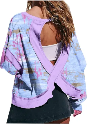 Womens Open Back Workout Tops Backless Long Sleeve Trendy Open Back Athletic Shirts Winter/Fall Outfits 2025