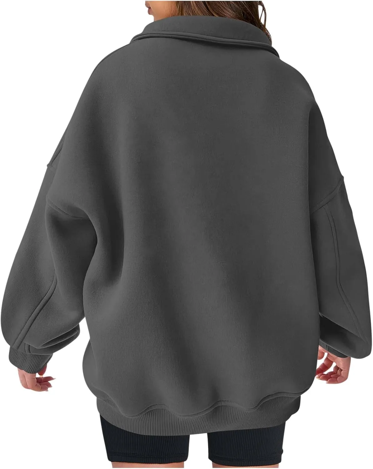 Women's Oversized Quarter Half Zip Hoodies Sweatshirt,2024 Winter V Neck Long Sleeve Pullover Tunic Trendy Clothes