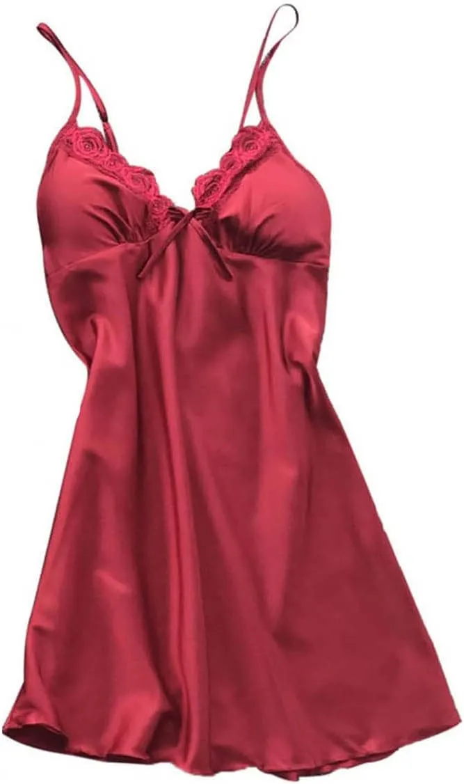 Womens Silk Satin Pajamas Set 4PCS Lace Trim Camisole Top and Shorts Pjs Set Robes with Nightgown Sleepwear Soft Cozy