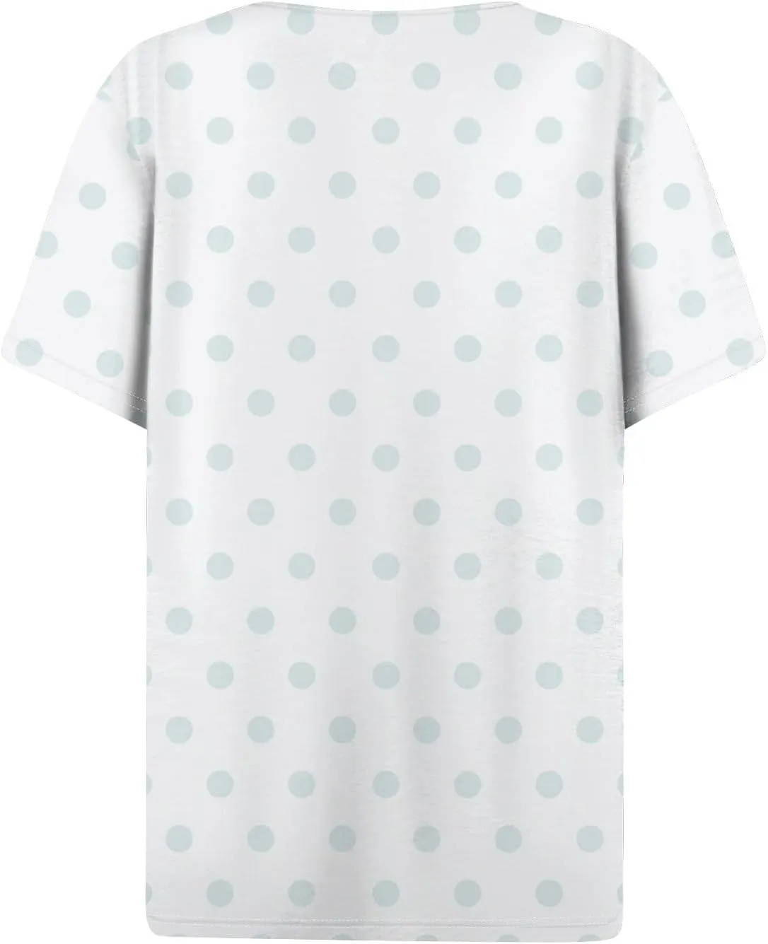 Women's Summer Casual Loose Tops V-Neck Short Sleeve Button Plaid Polka Dot Printed T-Shirt Plus, S-3XL