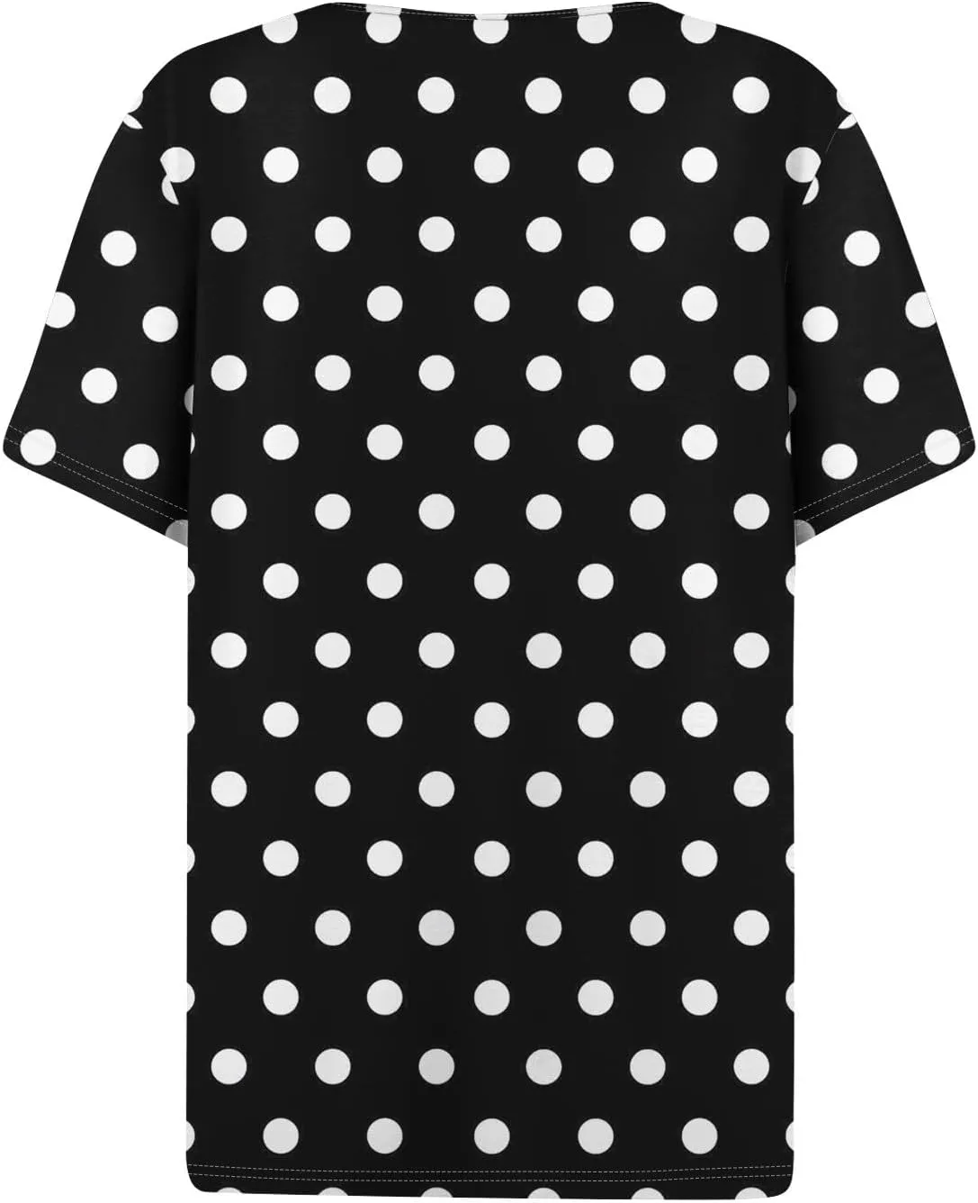 Women's Summer Casual Loose Tops V-Neck Short Sleeve Button Plaid Polka Dot Printed T-Shirt Plus, S-3XL