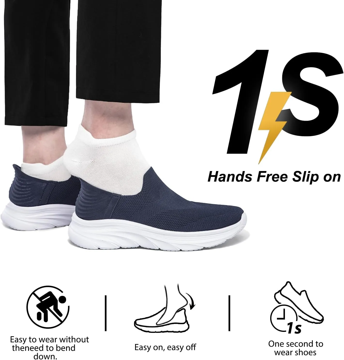 Women's Walking Shoes Hands Free Slip On Sneakers Comfort Lightweight Non Slip Workout Gym Nurse Shoes