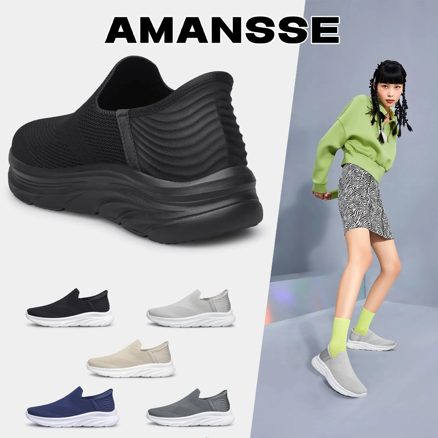 Women's Walking Shoes Hands Free Slip On Sneakers Comfort Lightweight Non Slip Workout Gym Nurse Shoes