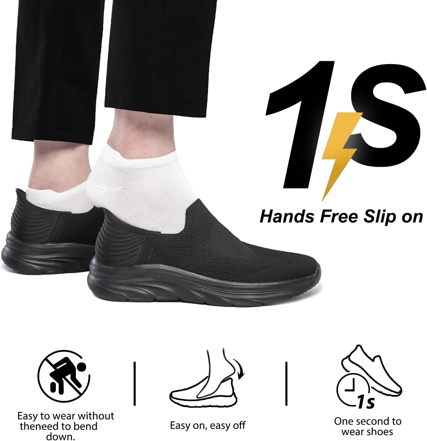 Women's Walking Shoes Hands Free Slip On Sneakers Comfort Lightweight Non Slip Workout Gym Nurse Shoes