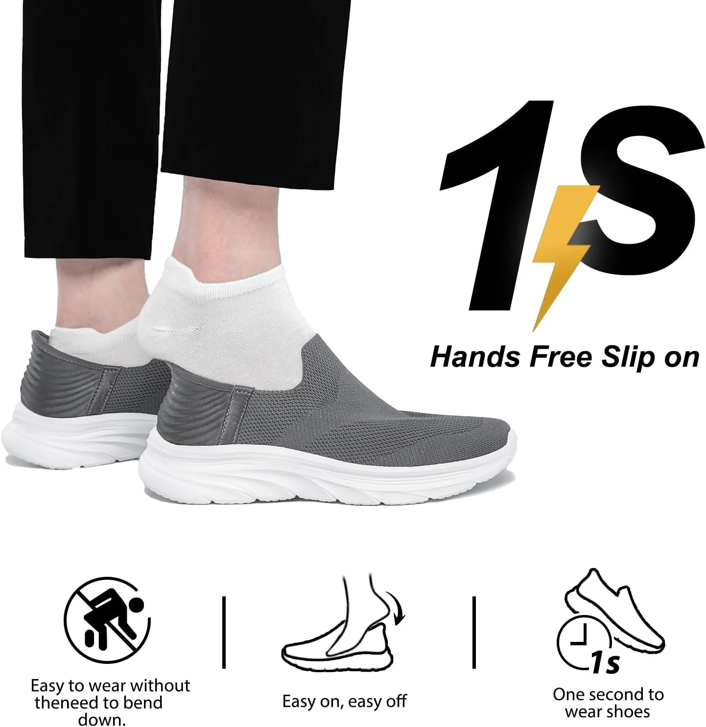 Women's Walking Shoes Hands Free Slip On Sneakers Comfort Lightweight Non Slip Workout Gym Nurse Shoes