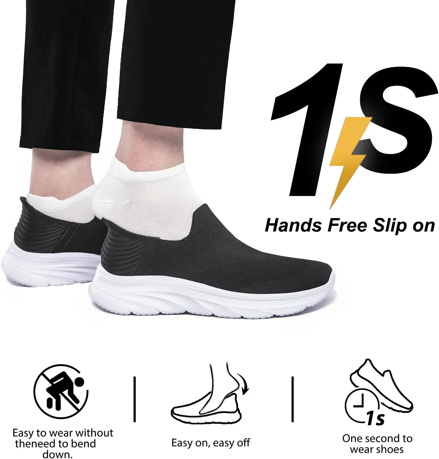Women's Walking Shoes Hands Free Slip On Sneakers Comfort Lightweight Non Slip Workout Gym Nurse Shoes