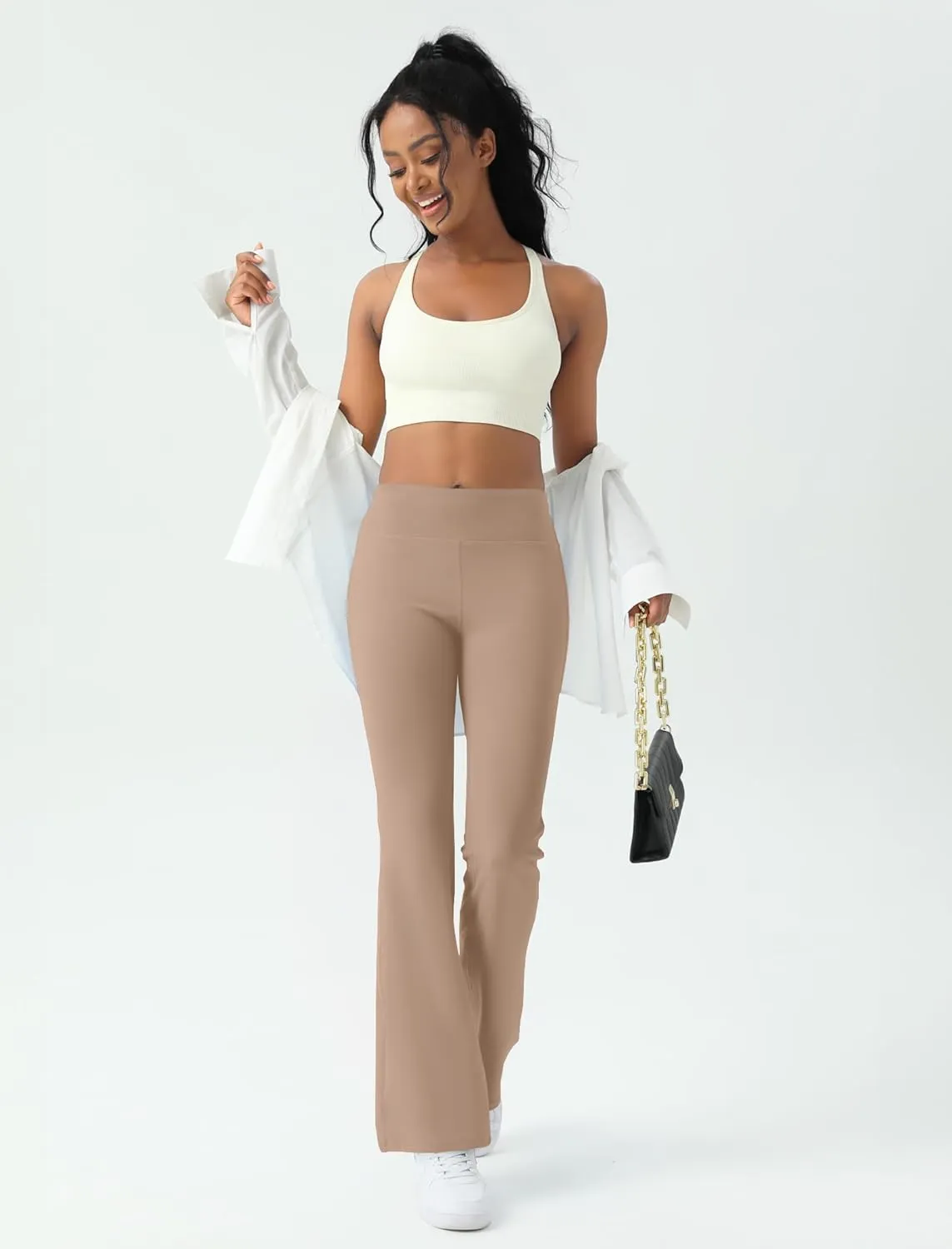 Women's Yoga Pants Bootcut Flare Leggings Flared Bell Bottom Leggings High-Waisted Workout Pants Tummy Control