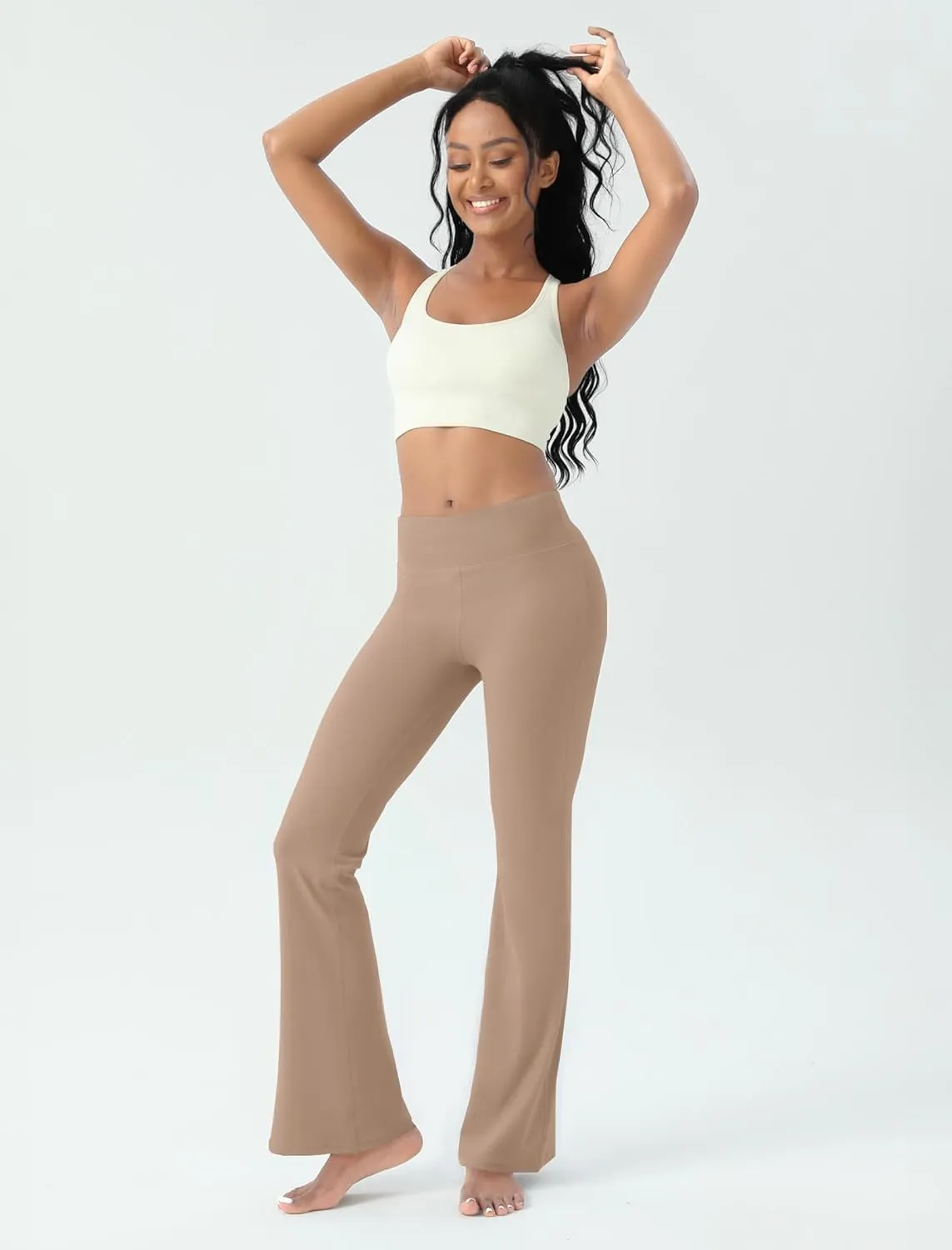 Women's Yoga Pants Bootcut Flare Leggings Flared Bell Bottom Leggings High-Waisted Workout Pants Tummy Control
