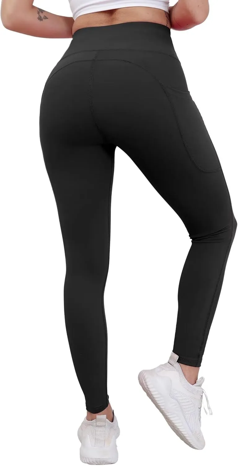 Workout Leggings with Pockets for Women Buttery Soft Elastic Compression Leggings High Waist Running Yoga Pants
