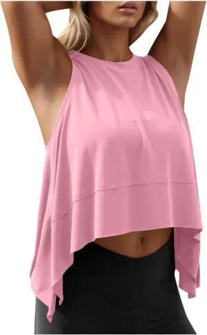 Workout Tank Tops for Women Sleeveless Flowy Crop Tank Top Loose Fit Athletic Tee Tops Running Yoga Gym Y2k Tank Tops