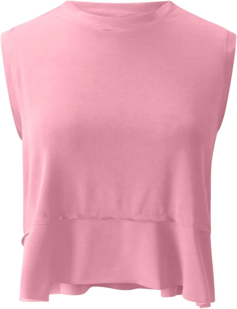 Workout Tank Tops for Women Sleeveless Flowy Crop Tank Top Loose Fit Athletic Tee Tops Running Yoga Gym Y2k Tank Tops