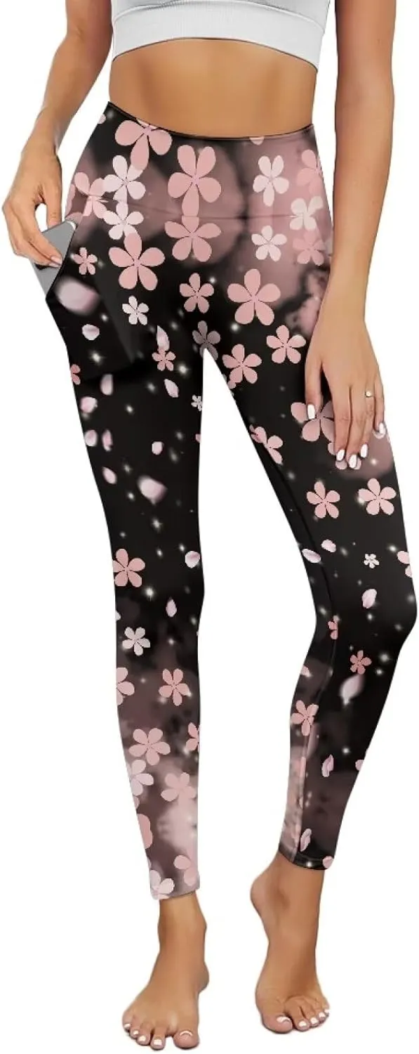 Xhuibop Leggings with Pockets for Women High Waisted Yoga Pants Comfortable Yoga Leggings Seamless Workout Pants