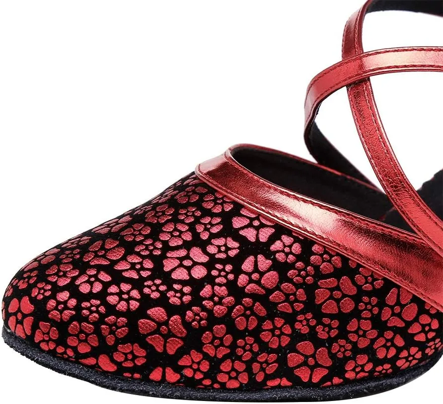 YKXLM Closed Toe Ballroom Dance Shoes Women Cross Ankle Strap Latin Modern Dance Shoes,Modle YCL320
