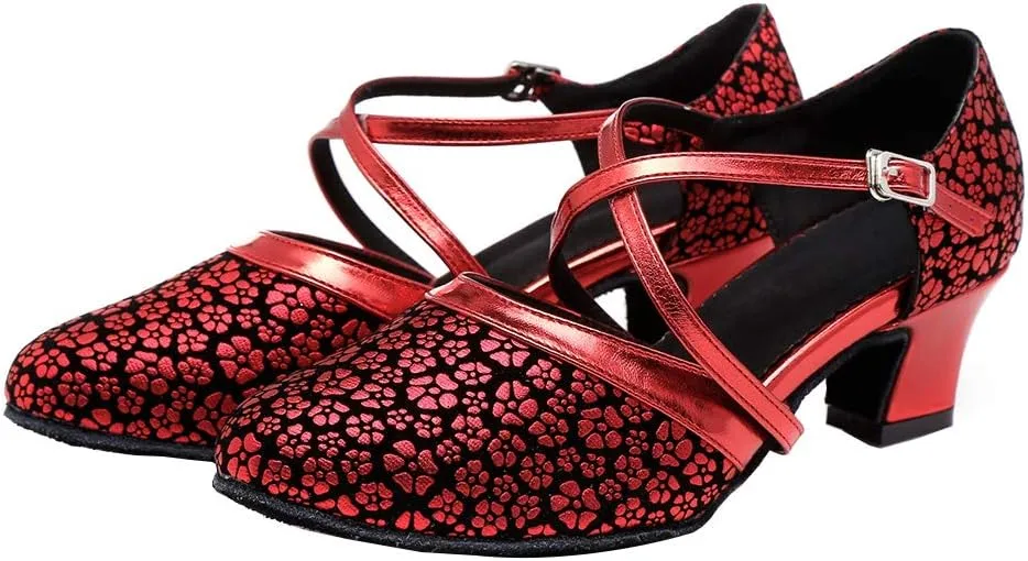 YKXLM Closed Toe Ballroom Dance Shoes Women Cross Ankle Strap Latin Modern Dance Shoes,Modle YCL320