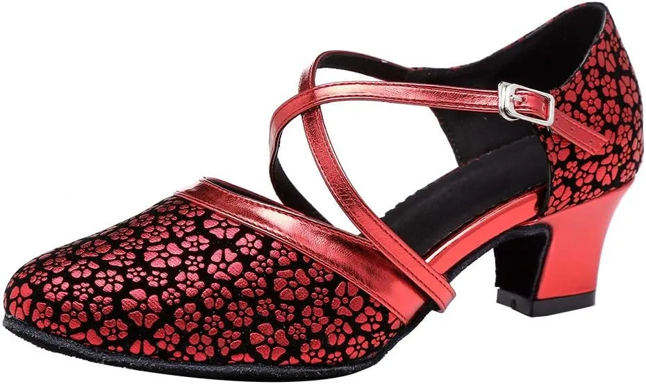 YKXLM Closed Toe Ballroom Dance Shoes Women Cross Ankle Strap Latin Modern Dance Shoes,Modle YCL320