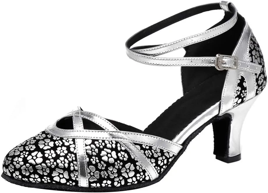 YKXLM Professional Latin Dance Shoes for Women Closed Toe Ballroom Character Practice Dance Shoes,Modle YCL323