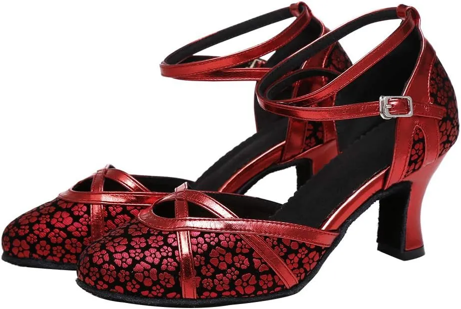YKXLM Professional Latin Dance Shoes for Women Closed Toe Ballroom Character Practice Dance Shoes,Modle YCL323