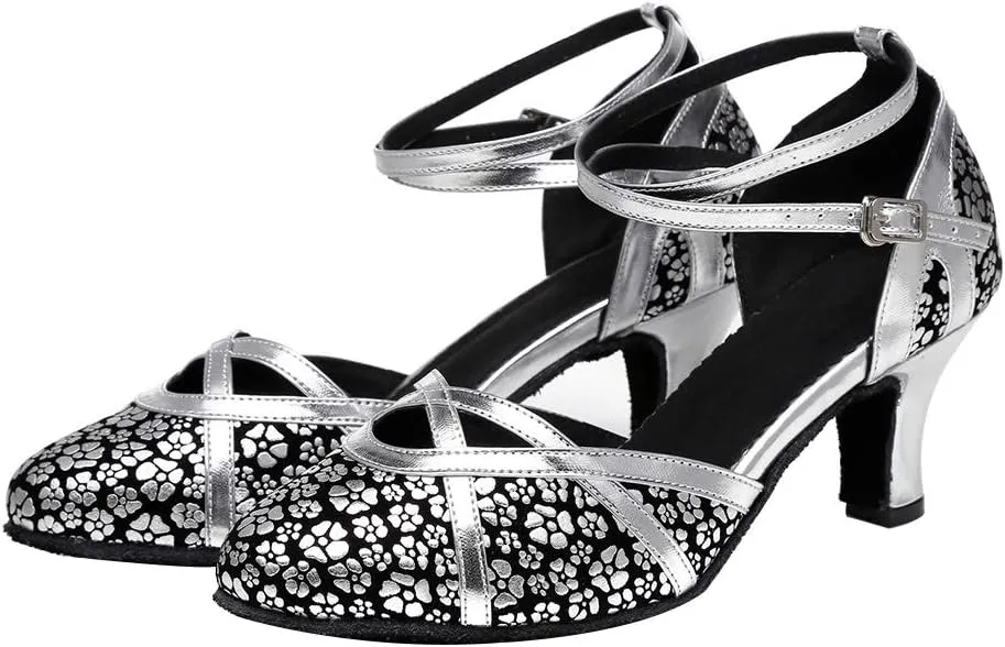 YKXLM Professional Latin Dance Shoes for Women Closed Toe Ballroom Character Practice Dance Shoes,Modle YCL323