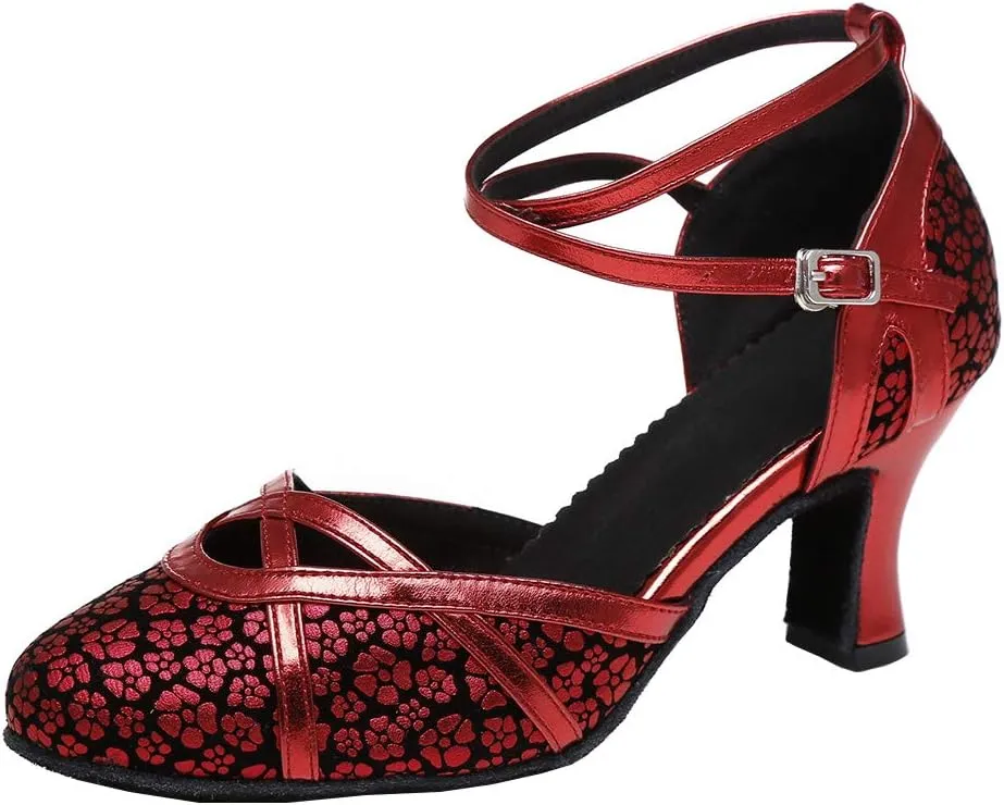 YKXLM Professional Latin Dance Shoes for Women Closed Toe Ballroom Character Practice Dance Shoes,Modle YCL323