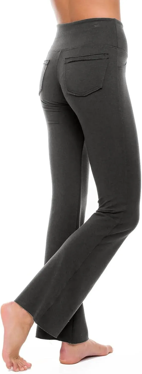 Yoga Flare Leggings Womens High Waisted Pants Stretch Butt Lift Leggings Bell Bottom Pant Running Trouser with Pocket