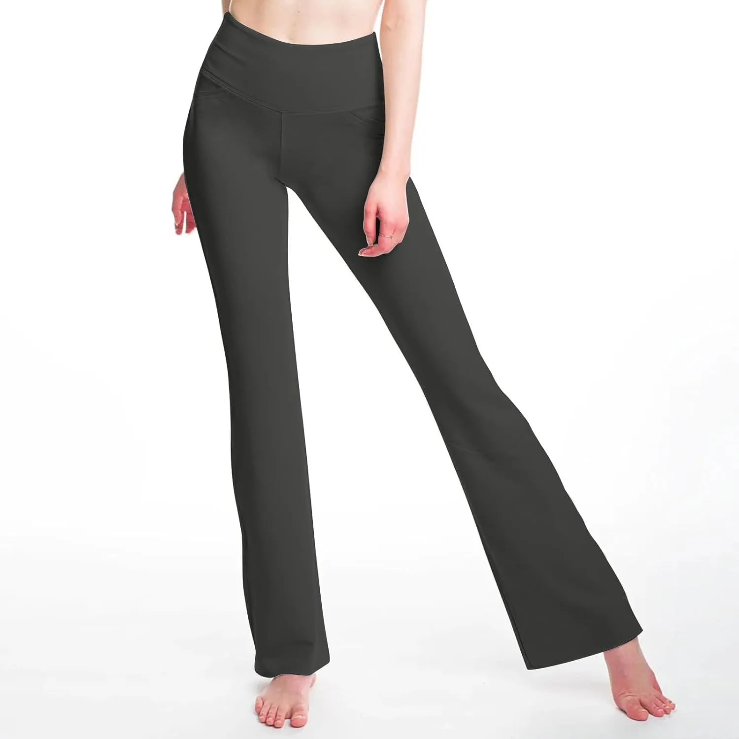 Yoga Flare Leggings Womens High Waisted Pants Stretch Butt Lift Leggings Bell Bottom Pant Running Trouser with Pocket