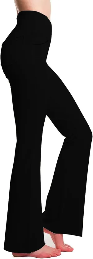 Yoga Flare Leggings Womens High Waisted Pants Stretch Butt Lift Leggings Bell Bottom Pant Running Trouser with Pocket