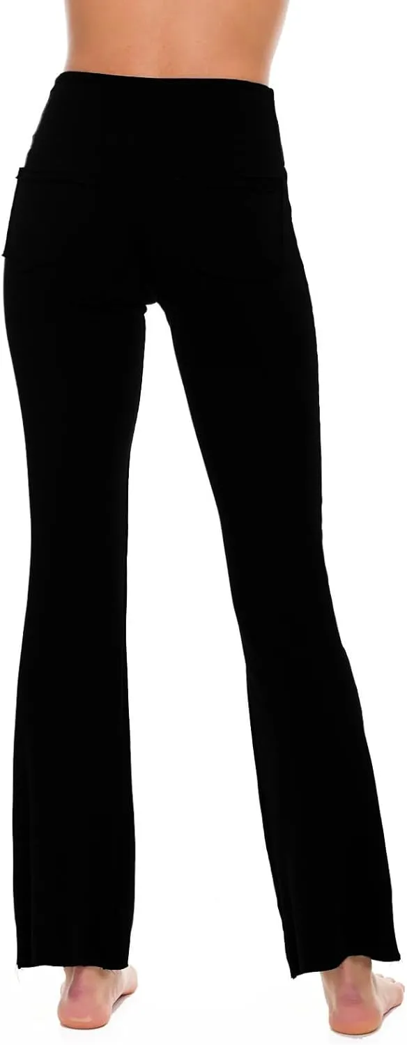 Yoga Flare Leggings Womens High Waisted Pants Stretch Butt Lift Leggings Bell Bottom Pant Running Trouser with Pocket