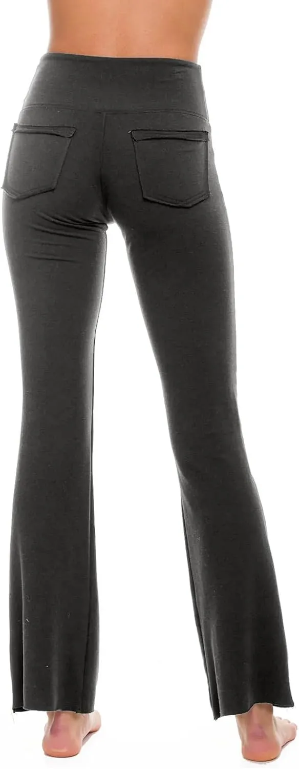 Yoga Flare Leggings Womens High Waisted Pants Stretch Butt Lift Leggings Bell Bottom Pant Running Trouser with Pocket