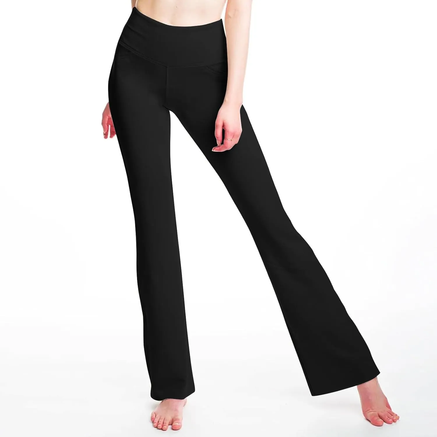 Yoga Flare Leggings Womens High Waisted Pants Stretch Butt Lift Leggings Bell Bottom Pant Running Trouser with Pocket
