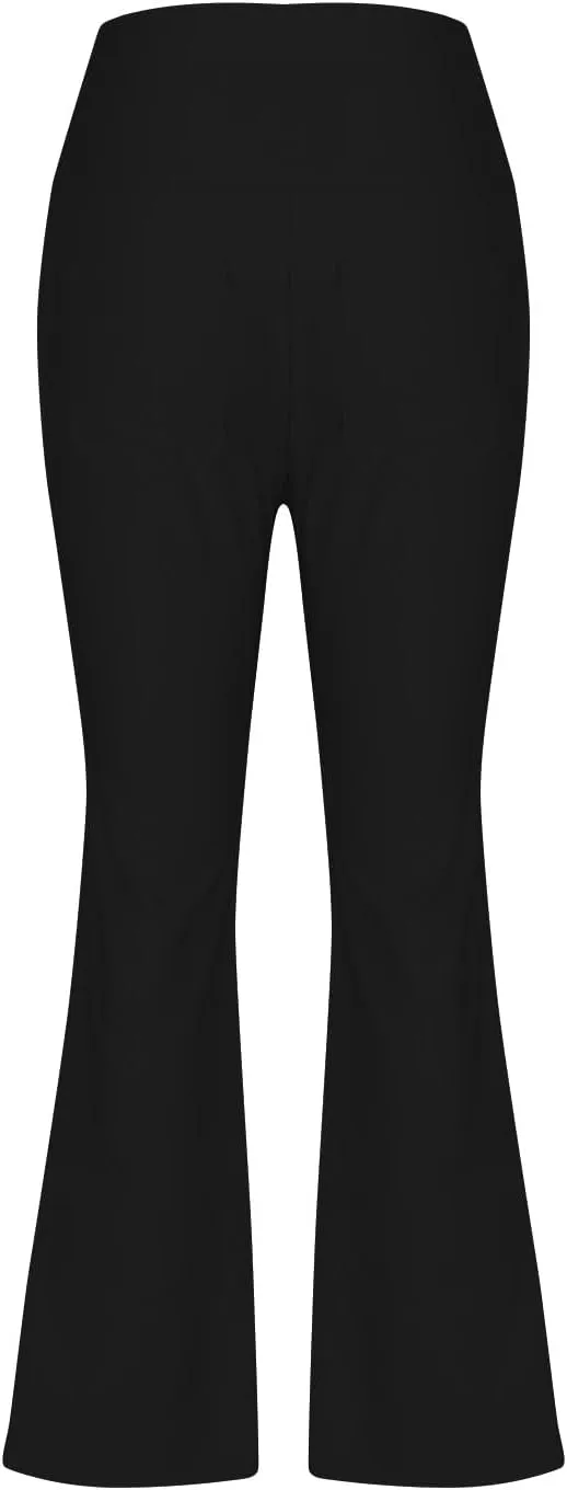 Yoga Flare Leggings Womens High Waisted Pants Stretch Butt Lift Leggings Bell Bottom Pant Running Trouser with Pocket