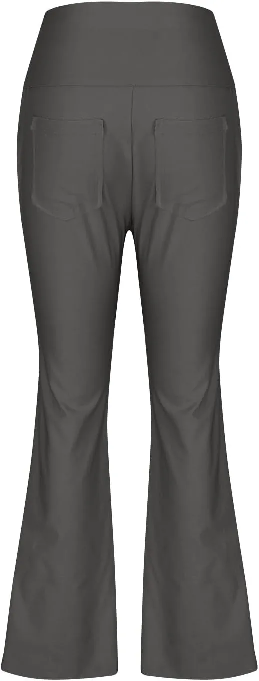 Yoga Flare Leggings Womens High Waisted Pants Stretch Butt Lift Leggings Bell Bottom Pant Running Trouser with Pocket