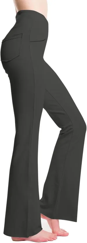 Yoga Flare Leggings Womens High Waisted Pants Stretch Butt Lift Leggings Bell Bottom Pant Running Trouser with Pocket