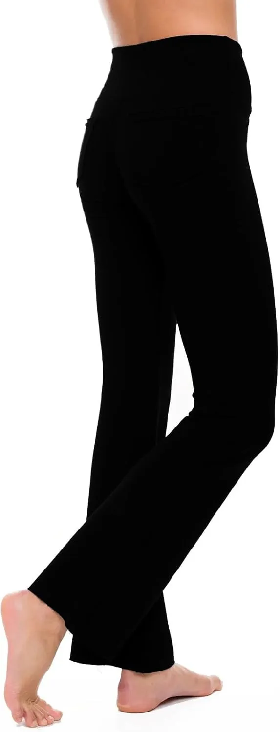 Yoga Flare Leggings Womens High Waisted Pants Stretch Butt Lift Leggings Bell Bottom Pant Running Trouser with Pocket
