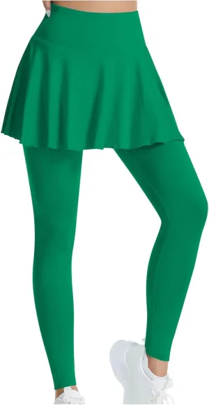 Yoga Pants with Skirt for Women High Waisted Leggings Tight Tummy Control Yoga Pants Stretch Pants Fitness Leggings