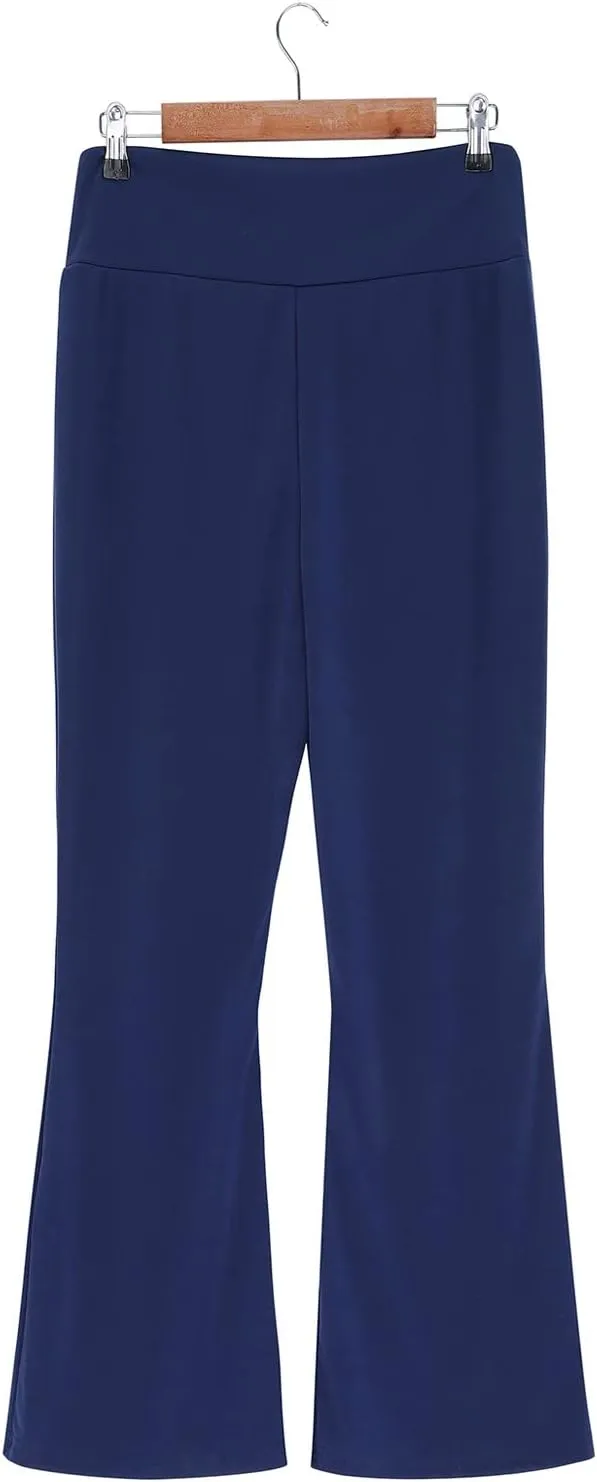 Yoga Pants Women Flare High Waisted Leggings Tummy Control Bell Bottom Cross Waist Leggings Wide Leg Casual Pants